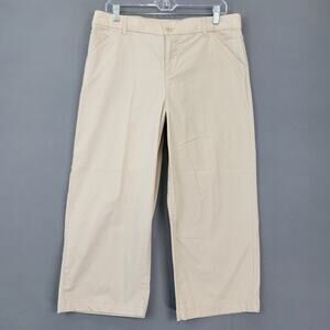 Intro Tan Khaki Pants Size 10 Womens Stretch Classic Straight Flat Front Casual